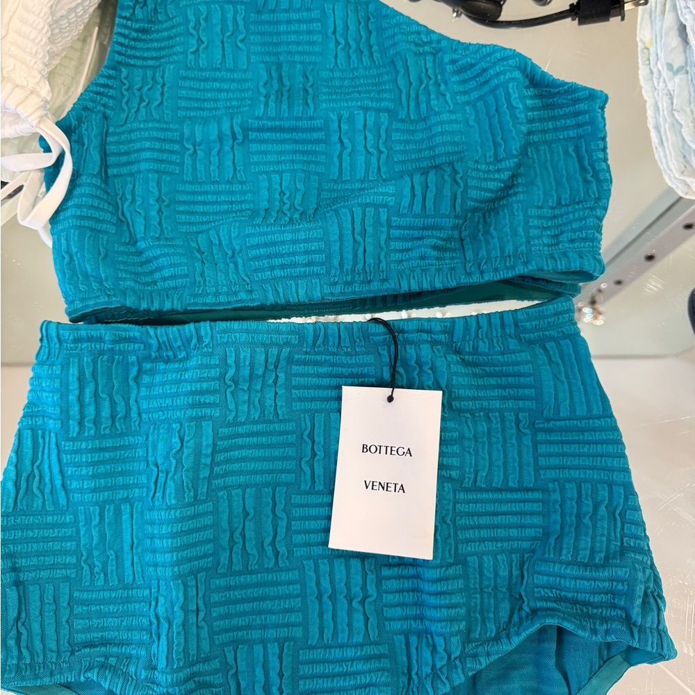 Bottega Veneta Turquoise Textured Swimwear